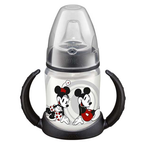 DISNEY Mickey Mouse Biberon PP 150 ml cu 2 toarte si adaptor din silicon, + 6 luni
