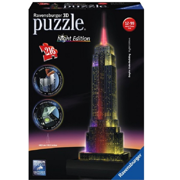 Puzzle 3D  Empire State Building - Lumineaza Noaptea , 216 Piese