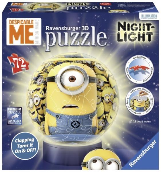 Puzzle 3D luminos, MINIONS, 72pcs